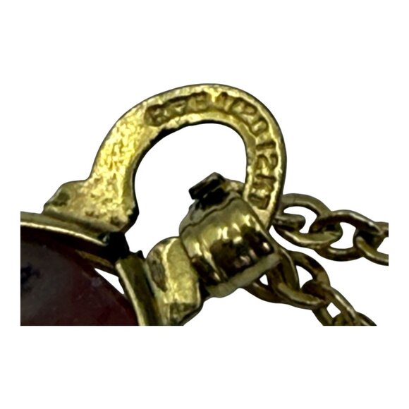 Vintage Gold-Plated Chain Necklace With Oval 12K Gold Moss Agate Pendant - Picture 5 of 7